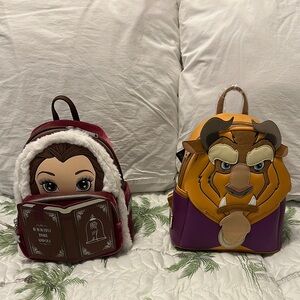 Loungefly Beauty and the Beast Backpacks - Red and Purple